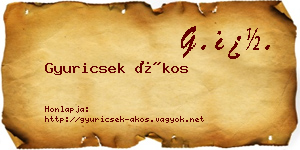 Gyuricsek Ákos névjegykártya